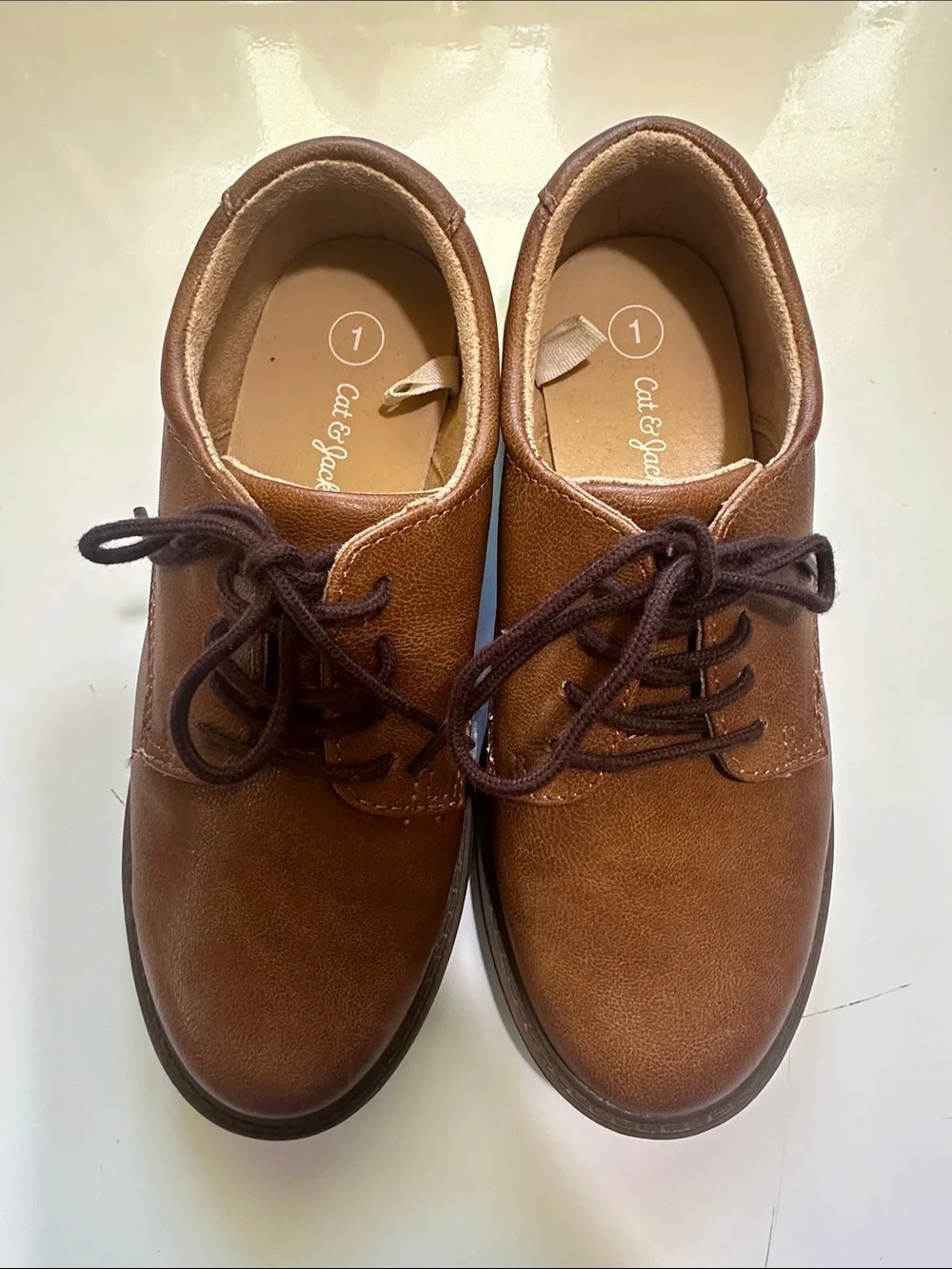 Cat & Jack Brown Lace-Up Kids Dress Shoes